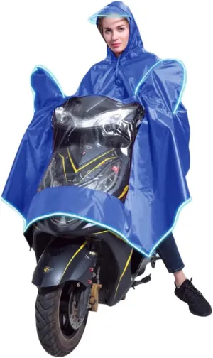 Motorbike Waterproof Rain Cape Coat Electric Mobility Scooter Motorcycle Raincoat Rain Poncho Rain Rainwear with Mirror Slots, Reflective Strip for Night Riding rain