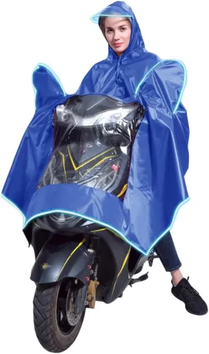 Motorbike Waterproof Rain Cape Coat Electric Mobility Scooter Motorcycle Raincoat Rain Poncho Rain Rainwear with Mirror Slots, Reflective Strip for Night Riding, rain