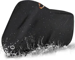 Motorcycle Cover, Scooter Cover Waterproof Outdoor All Season, Motorbike Cover with Lock-Hole, Bandage, Storage Bag-Protect Against Dust, Debris, Rain and Weather