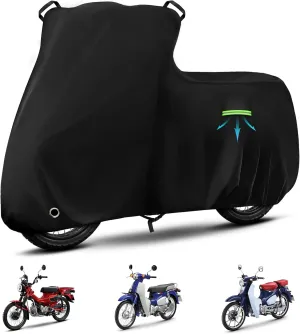 Motorcycle Cover Waterproof for Honda Super Cub C125 ABS/CT125 Trail 125 Hunter Cub, Heavy Duty Outdoor Sun UV Rain Dust All Weather Protection Motorbike Cover with Soft Cotton Lining & Lock Hole