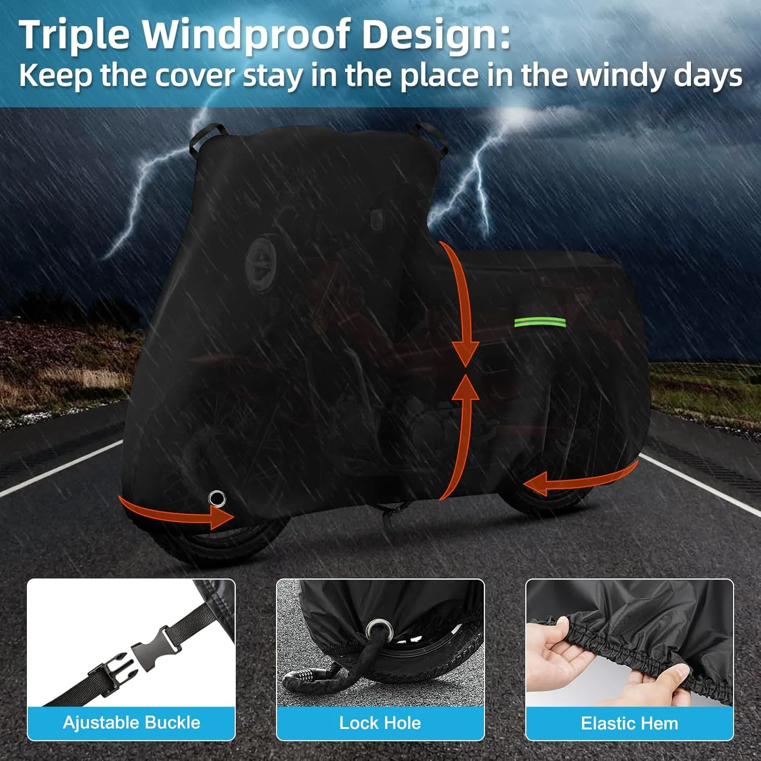 Motorcycle Cover Waterproof for Honda Super Cub C125 ABS/CT125 Trail 125 Hunter Cub, Heavy Duty Outdoor Sun UV Rain Dust All Weather Protection Motorbike Cover with Soft Cotton Lining & Lock Hole
