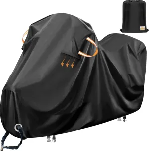 Motorcycle Cover Waterproof Outdoor,Heavy Duty Polyester Fabric with Cotton Fleece Lining Bike Covers,Scratch-Proof and Weatherproof,Anti-UV,with Air Vent,Lock Hole,116x43x55-ClawsCover