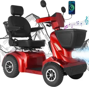 MS02 MAX All Terrain 1000W Electric Mobility Scooter for Adults& Seniors - 500LBS Load & 32 Miles Range Powerd Wheelchair Device w/Off-Road Absorber, Bluetooth Speaker, Dual Baskets, LED Light System