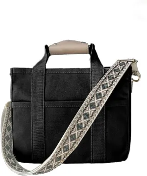 Multi-pocket Casual Canvas Bag, Womens Canvas Tote Bag Casual Practical Shoulder Bag with Compartments Two Sizes