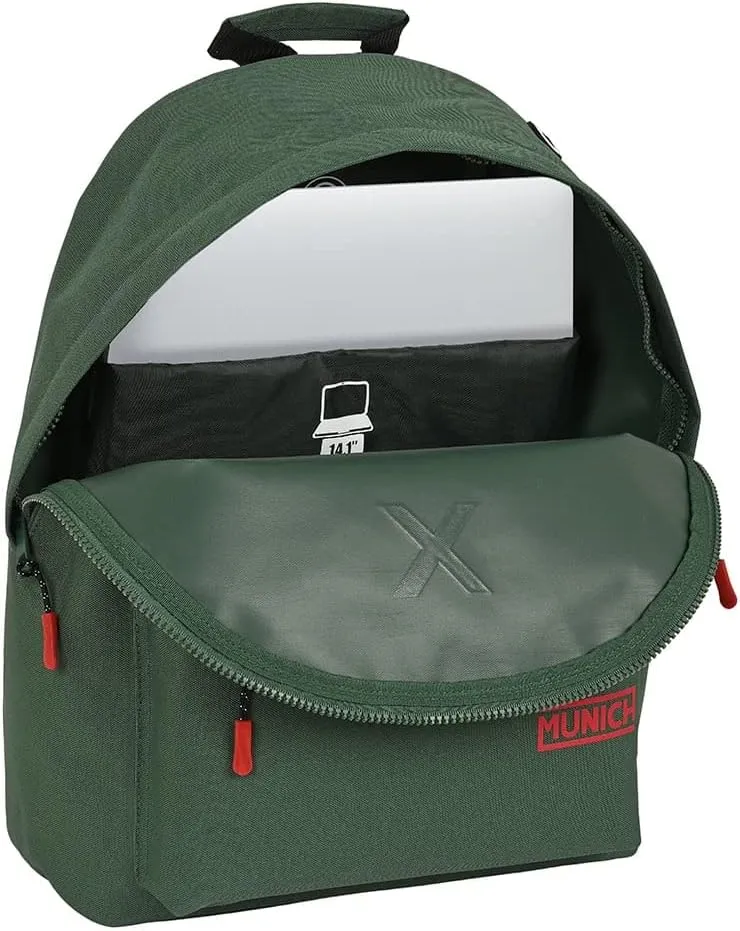 Munich Basic "Green" Laptop Backpack 14.1", Green, Estándar, Casual
