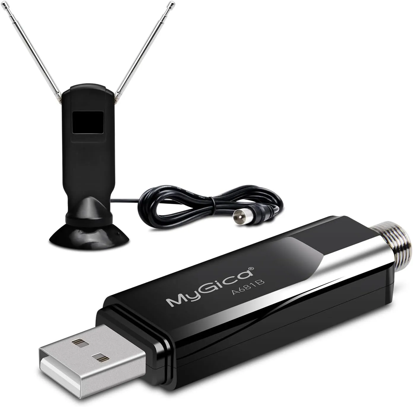 Mygica A681B USB 2.0 TV Tuner Card, ATSC HD Digital External HDTV Tuner Stick Dongle Adapter for Windows PC Computer   Laptop   Android TV - Black