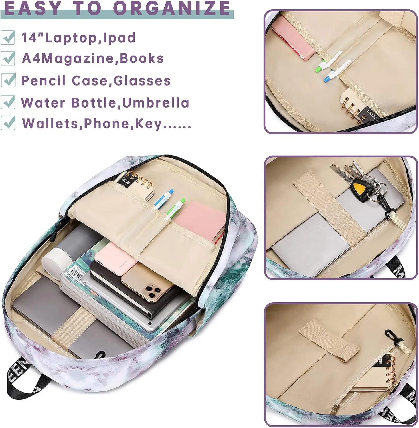 mygreen Kids Backpack, Kawaii Girls Backpack for School
