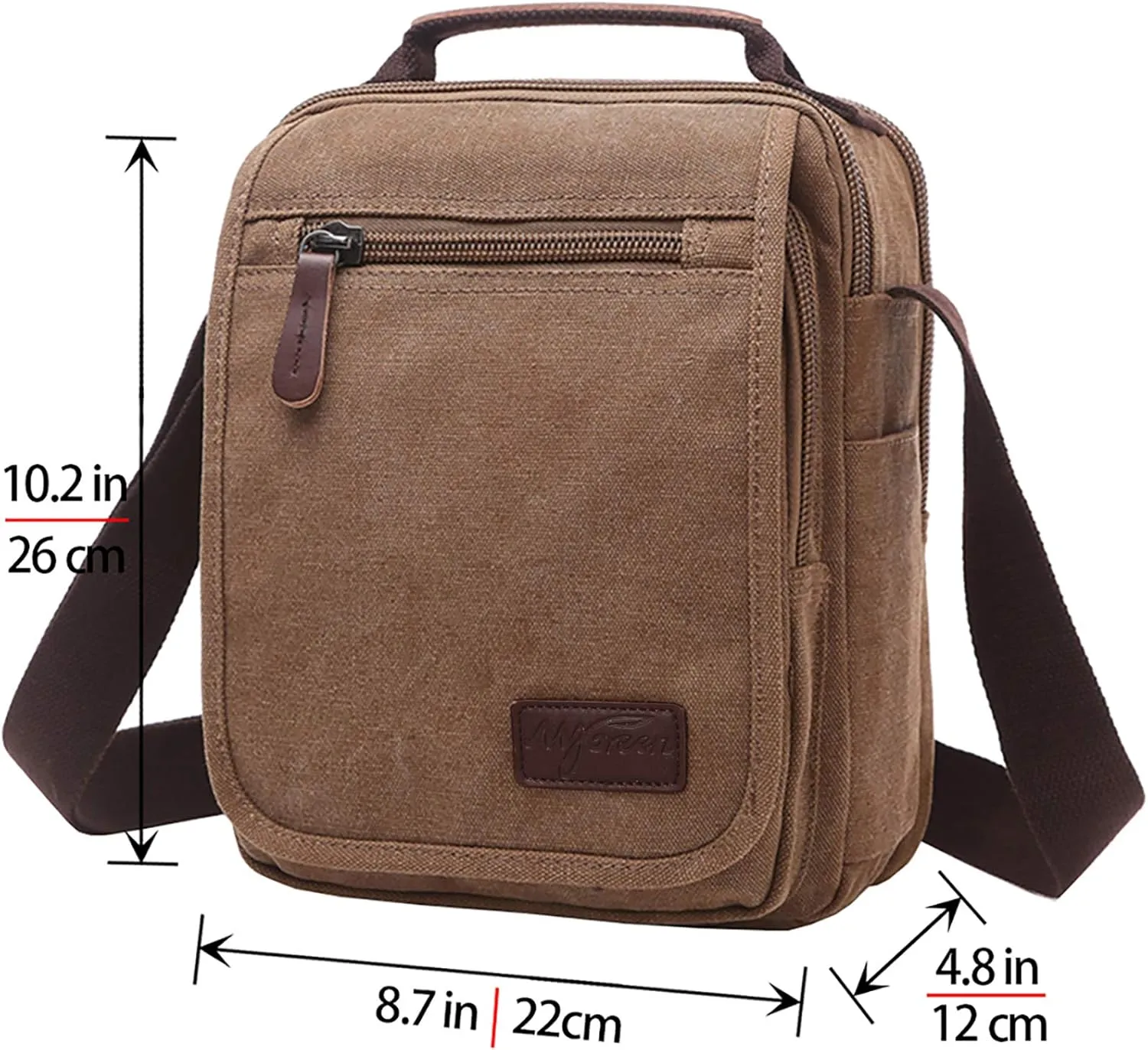 mygreen Small Canvas Crossbody Shoulder Bag Messenger Bag Work Bag