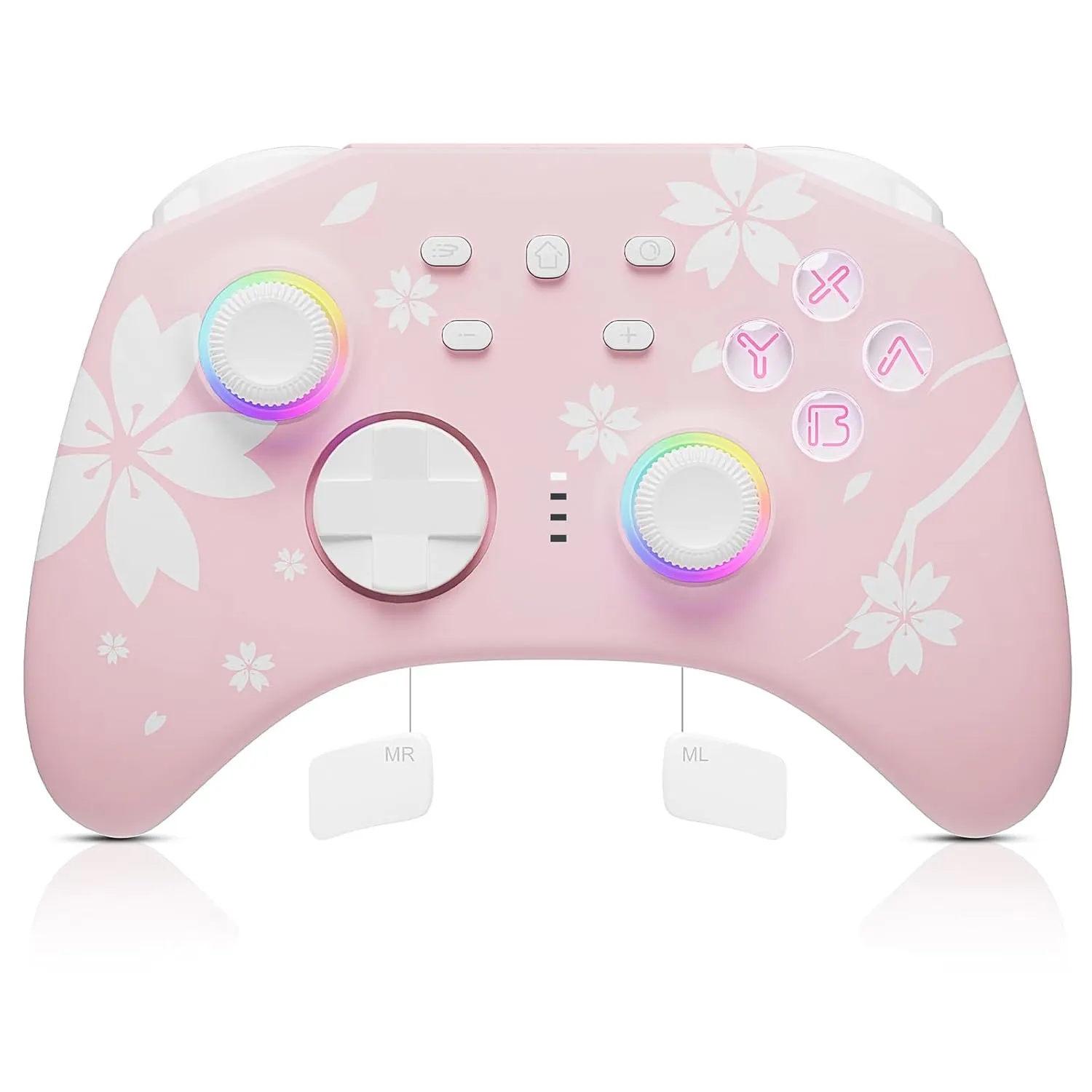Mytrix Wireless Pro Controller, Hall Effect Joysticks & Triggers Bluetooth Controllers for Nintendo Switch/PC/Steam/iPad/Mac/Tablet/Laptop, with RGB Light/Macro Keys/Turbo Button, Sakura Pink