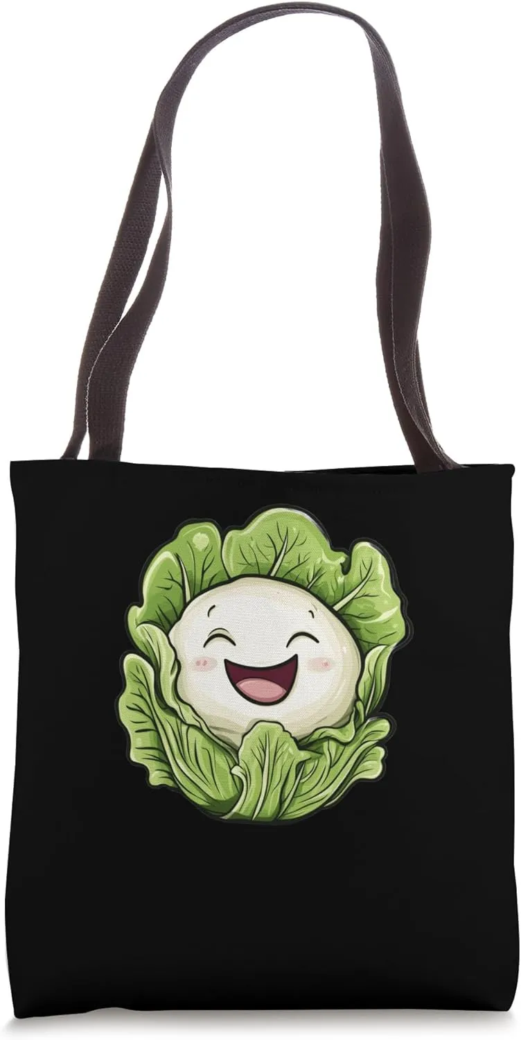Napa Cabbage Smiling Comic Style Tote Bag