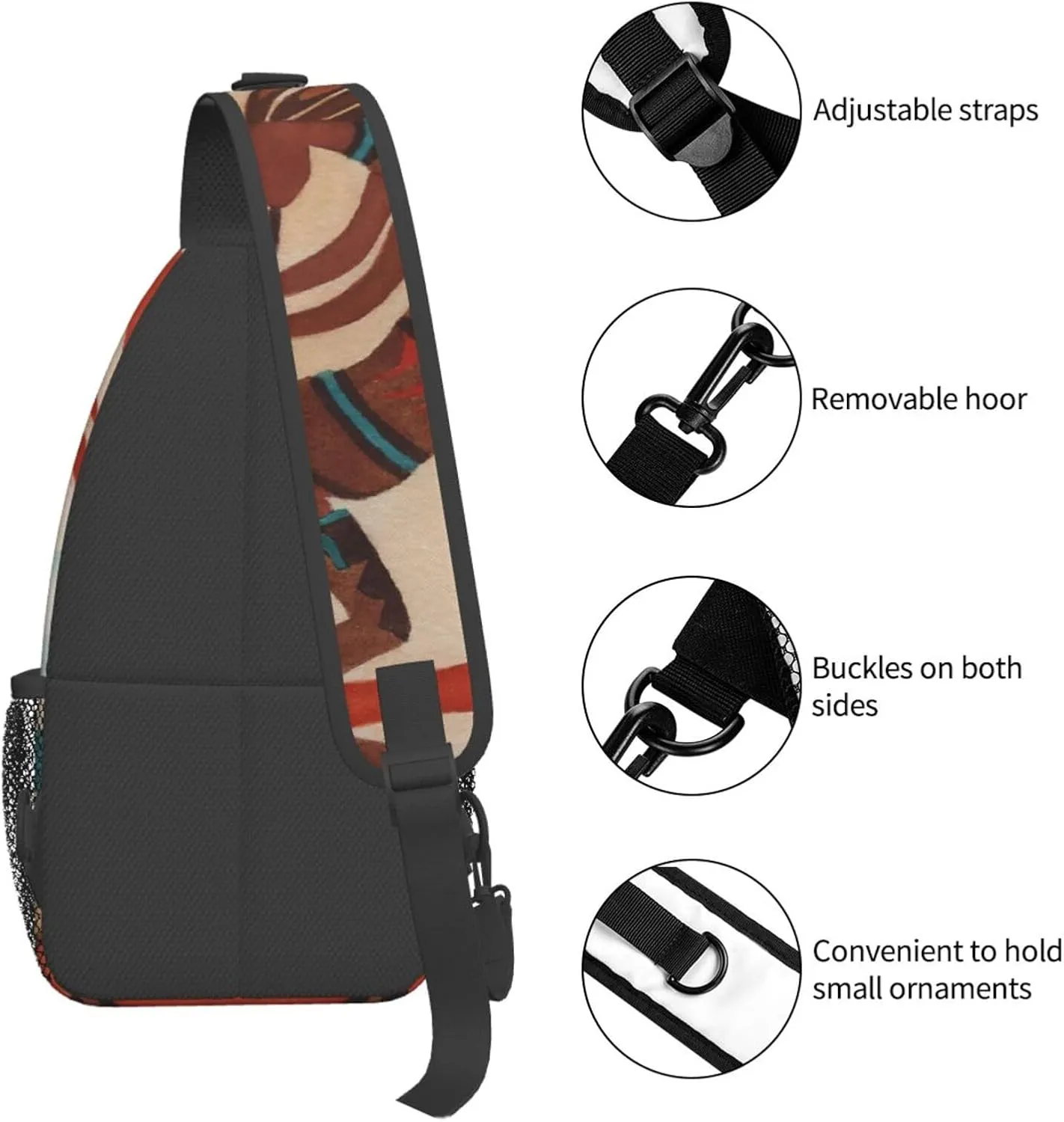 Native American Kokopelli Small Crossbody Backpack Sling Bag For Men Women Mini One Shoulder Chest Bags Gym Sport Travel Hiking Daypack