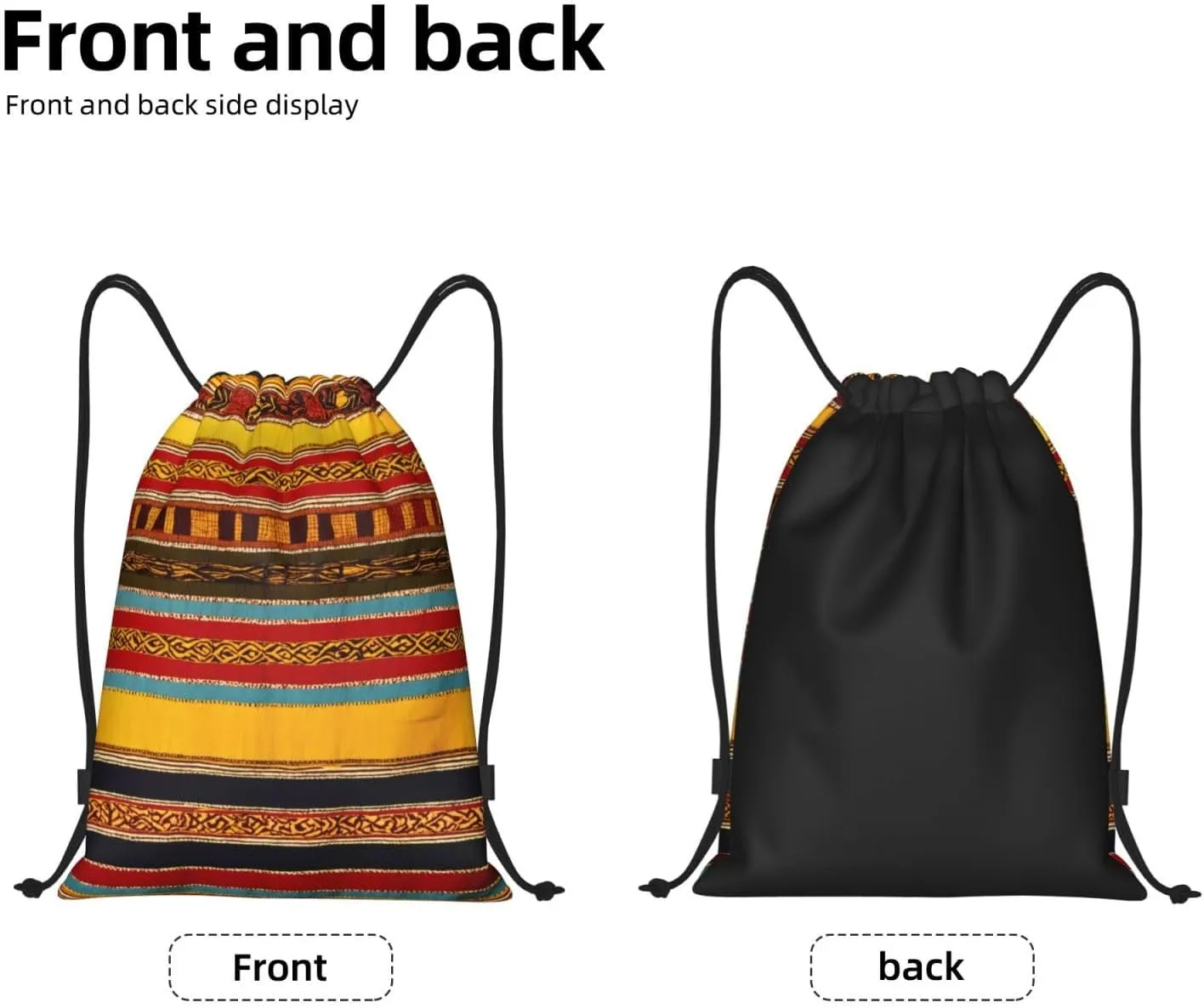 Native American Pattern Print Drawstring Backpack,Foldable Gym Sack For Sports,Travel,Yoga,Hiking,Adjustable