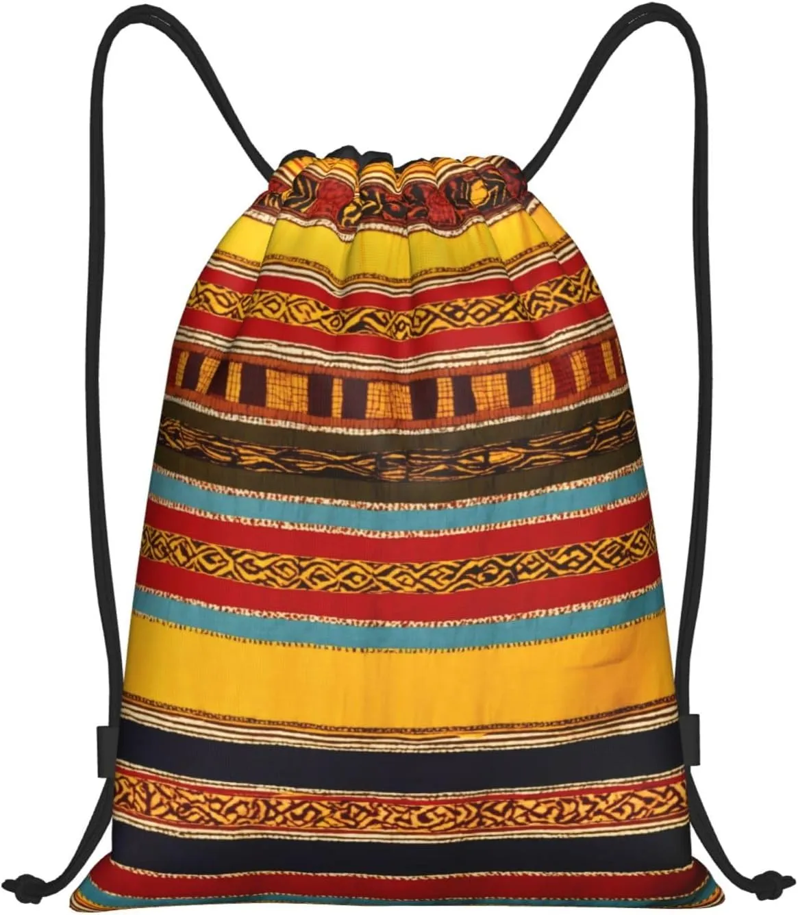 Native American Pattern Print Drawstring Backpack,Foldable Gym Sack For Sports,Travel,Yoga,Hiking,Adjustable