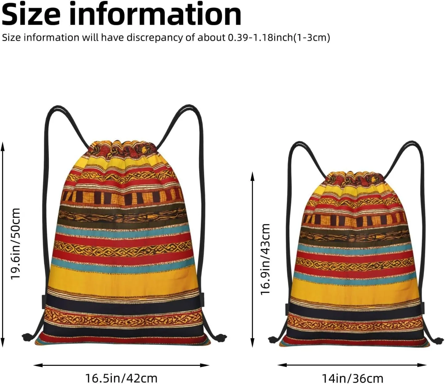 Native American Pattern Print Drawstring Backpack,Foldable Gym Sack For Sports,Travel,Yoga,Hiking,Adjustable