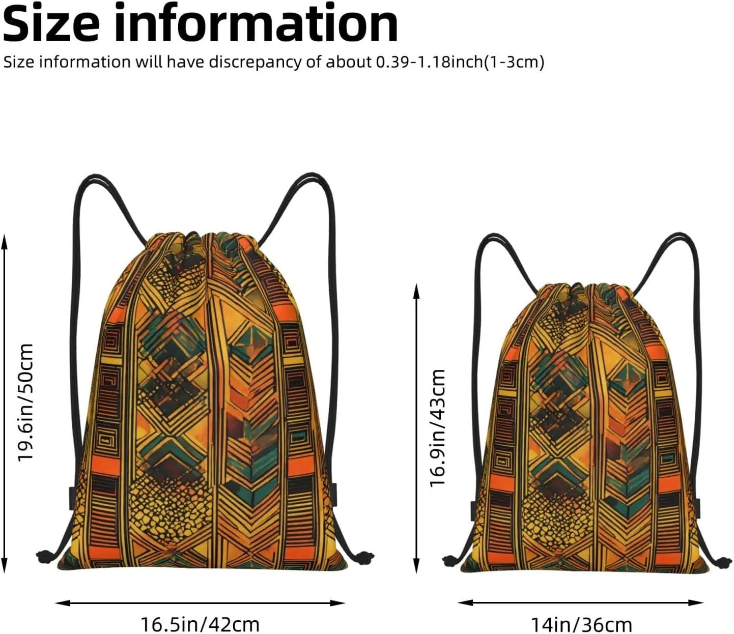 Native American Print Drawstring Backpack,Foldable Gym Sack For Sports,Travel,Yoga,Hiking,Adjustable