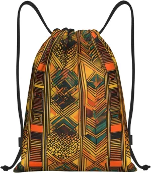 Native American Print Drawstring Backpack,Foldable Gym Sack For Sports,Travel,Yoga,Hiking,Adjustable