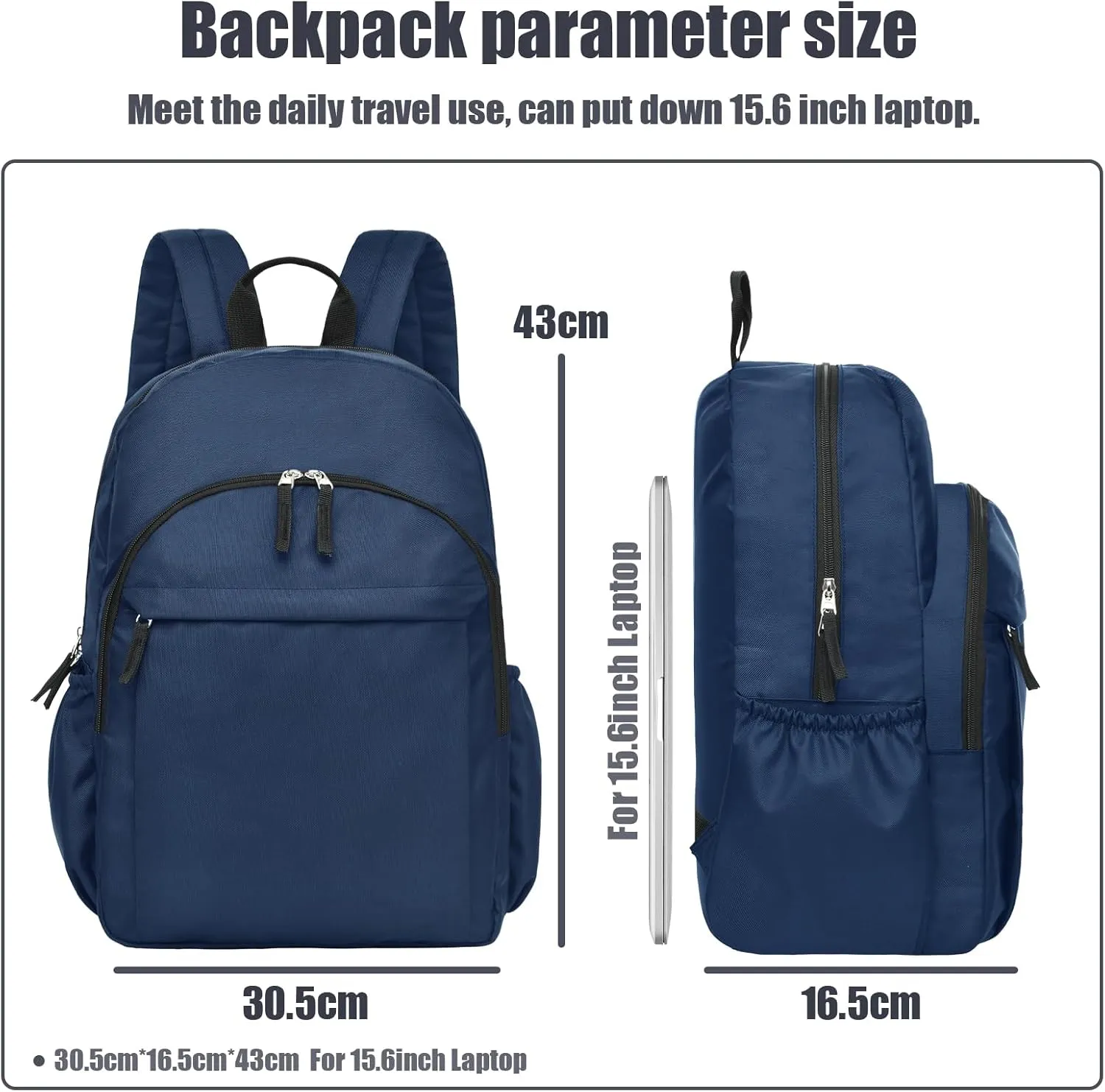 Navy Backpack for Men Basic Travel Back Pack for College Water-Resistant Bookbag for Students, Work Backpack Lightweight Casual Daypack Backpacks for Teens