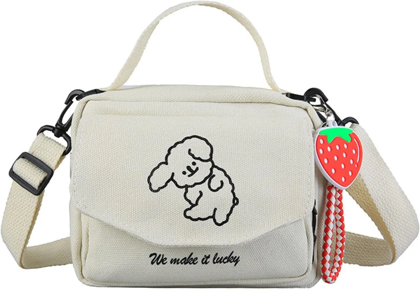 NCDUANSAN Kawaii backpack girl people Messenger bag mini small backpack cute Korean INS puppy pattern(WHITE)