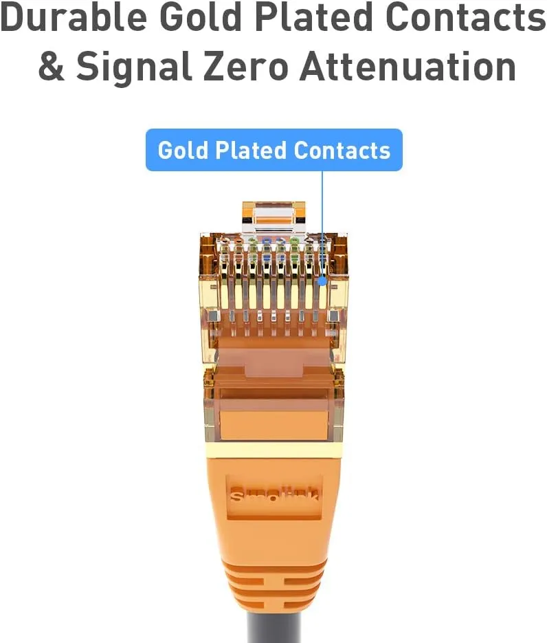 Network Cable, Shielded Ethernet Cable, Cat8 75ft Cable, Gold Plated RJ45 Connectors, 26AWG Cat8 Network Cable, Weatherproof 40Gbps 2000Mhz F/FTP LAN Cables for Gaming, Xbox, Modem, Router, PC
