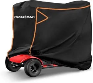NEVERLAND Mobility Scooter Cover Waterproof, Heavy Duty 210D Electric Scooter Storage Cover Fit up to 55 inch 3 or 4 Wheel Mobility Scooters from Dust Rain Sun-Reflective Strips, Buckles, Storage Bag