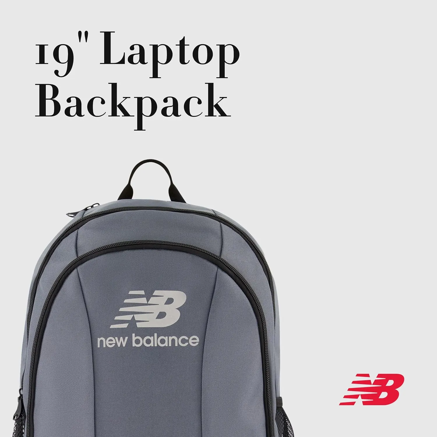 New Balance Laptop Backpack, Travel Computer Bag for Men and Women, Grey, 19 Inch
