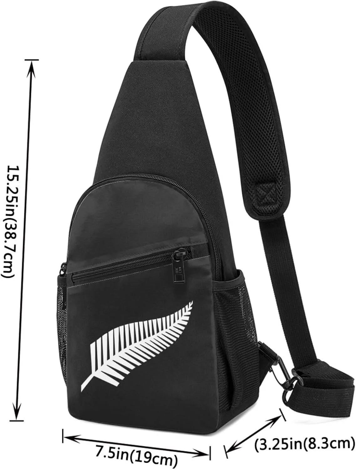 New Zealand Maori Fern Sling Bag Crossbody Backpack Shoulder Casual Daypack Bags for Men Women