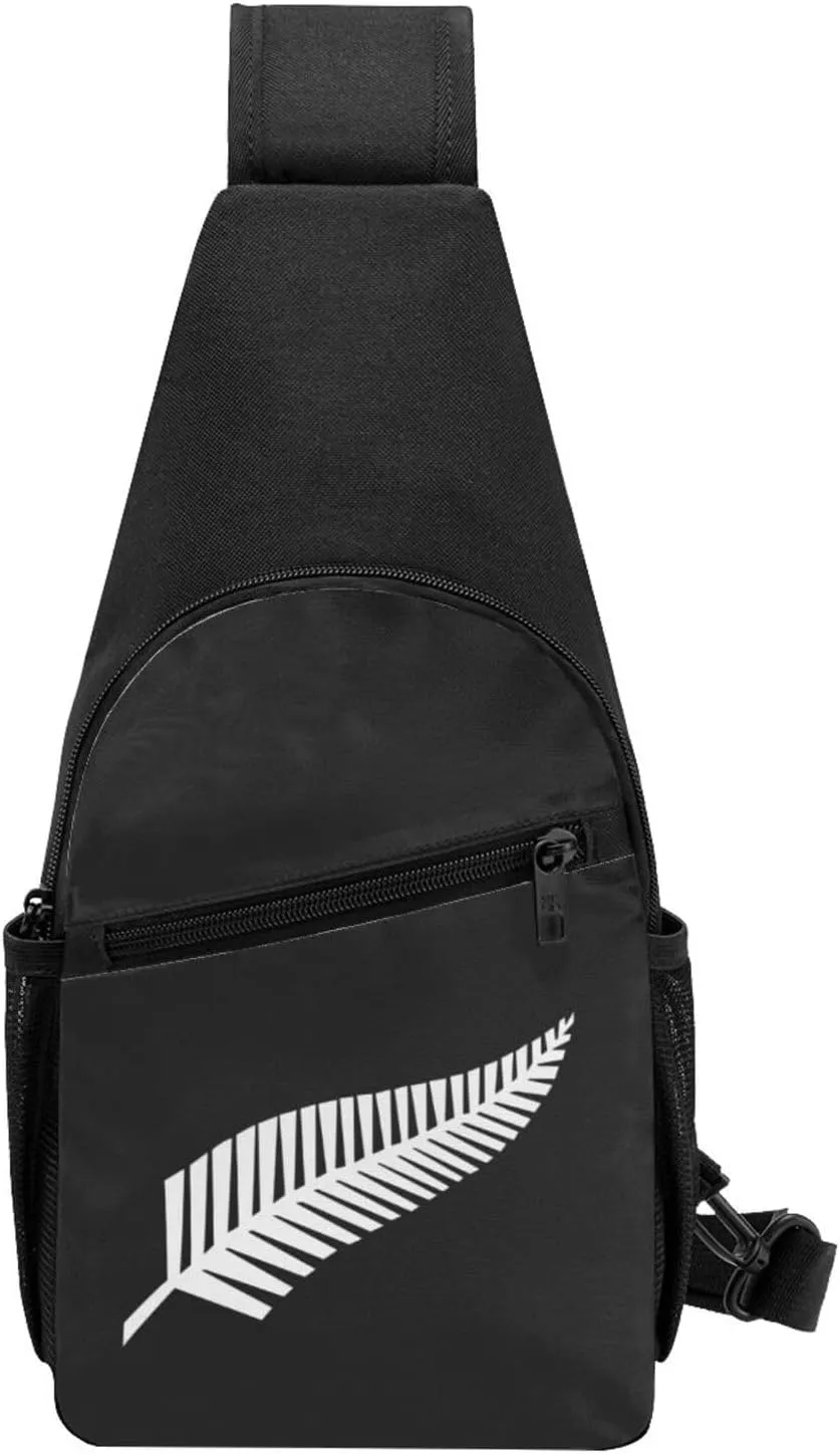 New Zealand Maori Fern Sling Bag Crossbody Backpack Shoulder Casual Daypack Bags for Men Women