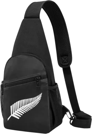 New Zealand Maori Fern Sling Bag Crossbody Backpack Shoulder Casual Daypack Bags for Men Women