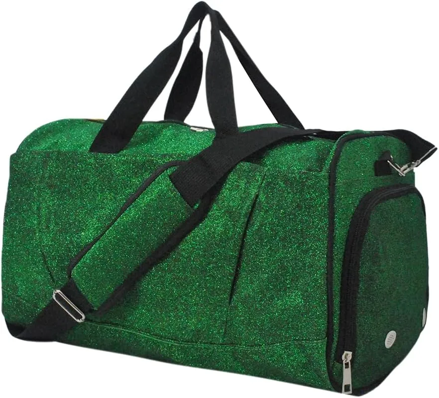 NGIL Glitter Cheers Sports Gym Duffel with Shoe Compartment and Small Carry on Travel Tote Bags for Women, Women Gym bag, Overnight bags for Women, Cheer Bag (Glitter-Green)