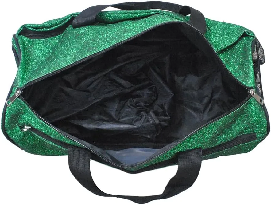 NGIL Glitter Cheers Sports Gym Duffel with Shoe Compartment and Small Carry on Travel Tote Bags for Women, Women Gym bag, Overnight bags for Women, Cheer Bag (Glitter-Green)