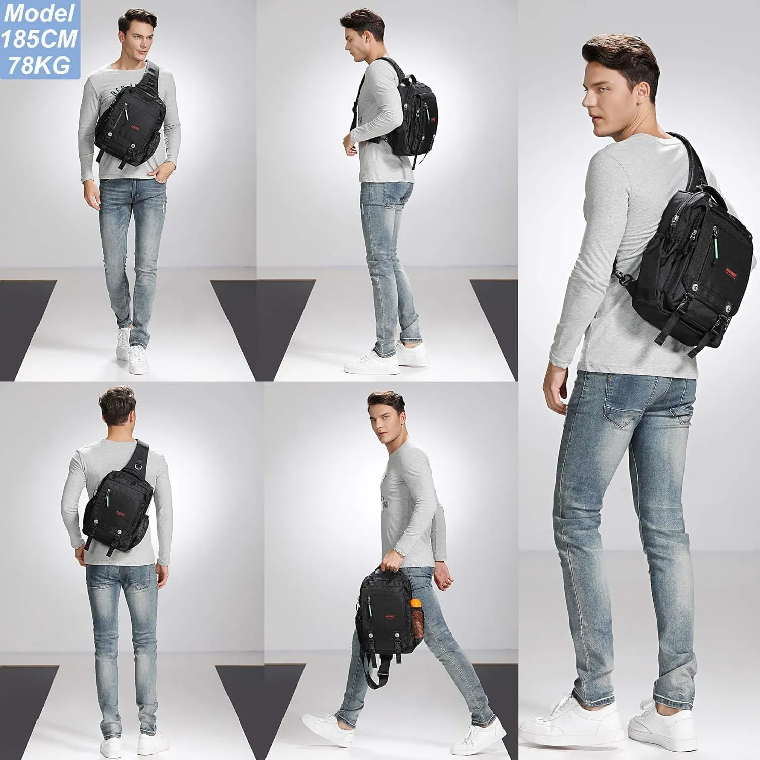 NICGID Sling Bags Chest Shoulder Backpacks, 13.3'' 14.1'' 15.6''Laptop Backpack Crossbody Messenger Bag Travel Outdoor