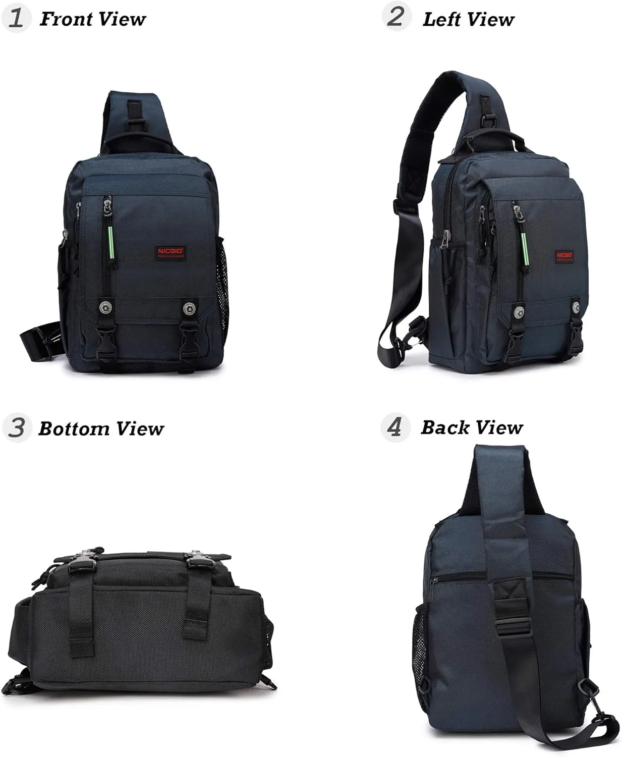 NICGID Sling Bags Chest Shoulder Backpacks, 13.3'' 14.1'' 15.6''Laptop Backpack Crossbody Messenger Bag Travel Outdoor