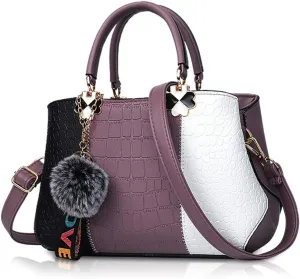 NICOLE & DORIS Women Handbag Fashion Ladies Handbags & Shoulder Bags Multicolor Top Handle Bag Crossbody Bag with Pompom
