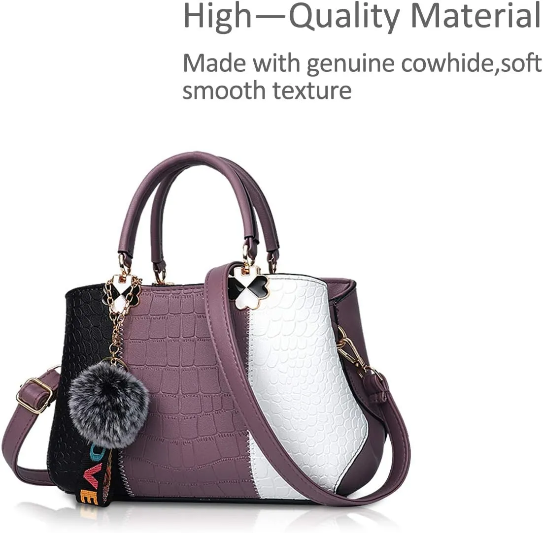 NICOLE & DORIS Women Handbag Fashion Ladies Handbags & Shoulder Bags Multicolor Top Handle Bag Crossbody Bag with Pompom