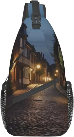 Nighttime The Cobbles At Street Printed Chest Messenger Bag Shoulder Bag Sling Bag