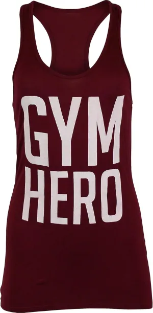 NioBe Women's Beach Gym Yoga Workout Casual Graphic Tank Top (Medium, Gym Hero (Burgundy))