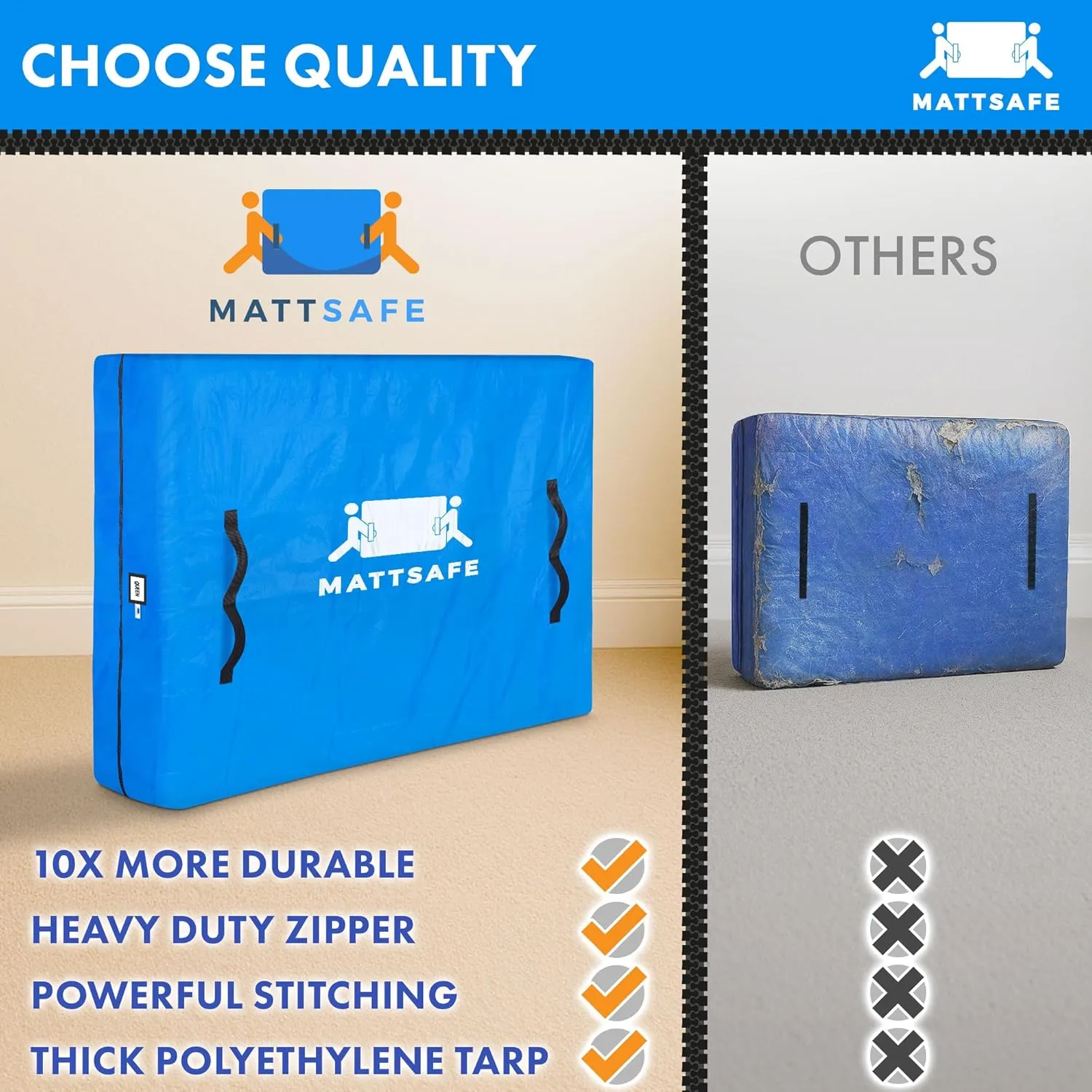 Nordic Elk Mattress Bags for Moving and Storage (Queen) Heavy Duty Moving Supplies, 8 Sturdy Handles, Strong Zipper, Mattress Cover Queen Size Bed Bags, Storage Cover Essentials Packing Protector
