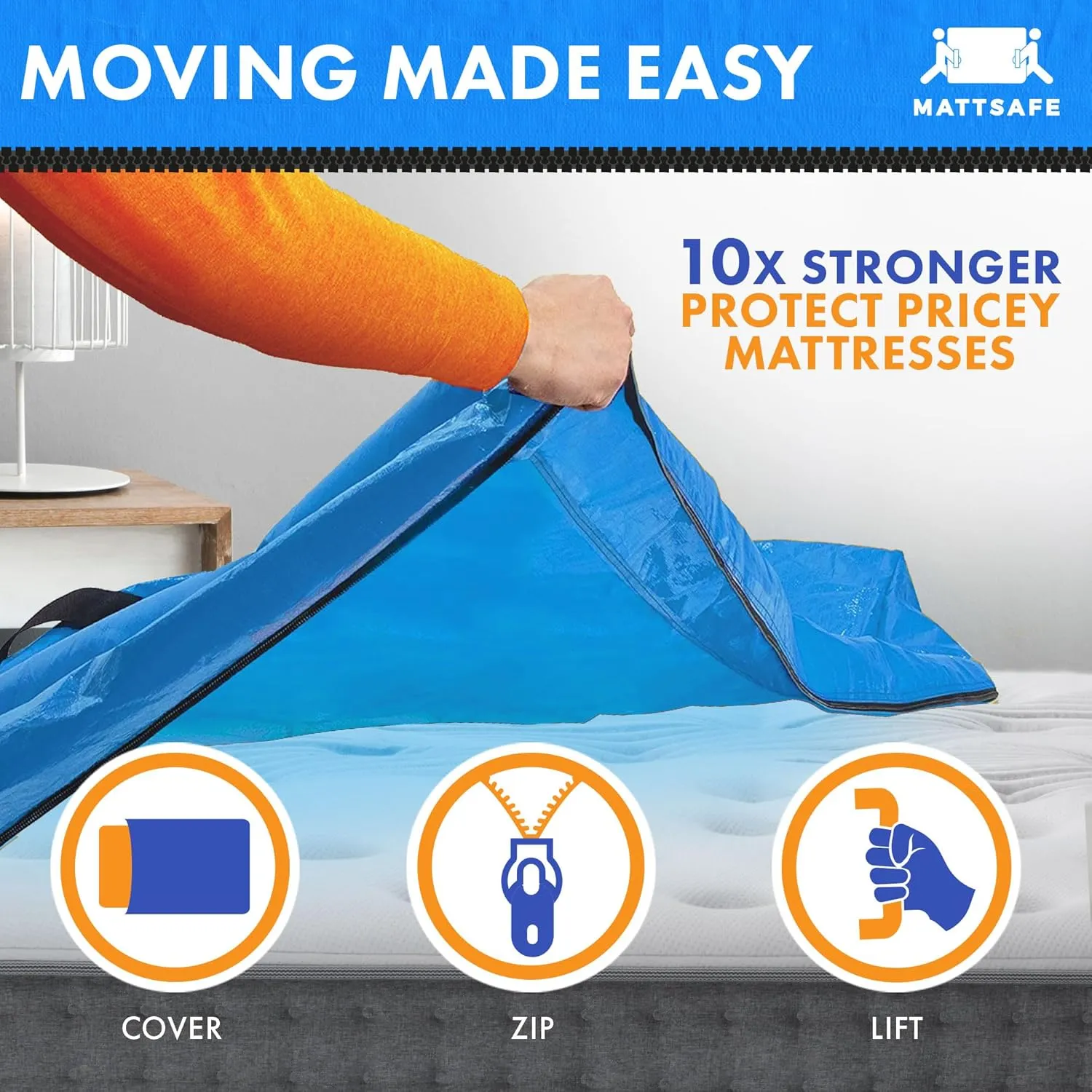 Nordic Elk Mattress Bags for Moving and Storage (Queen) Heavy Duty Moving Supplies, 8 Sturdy Handles, Strong Zipper, Mattress Cover Queen Size Bed Bags, Storage Cover Essentials Packing Protector