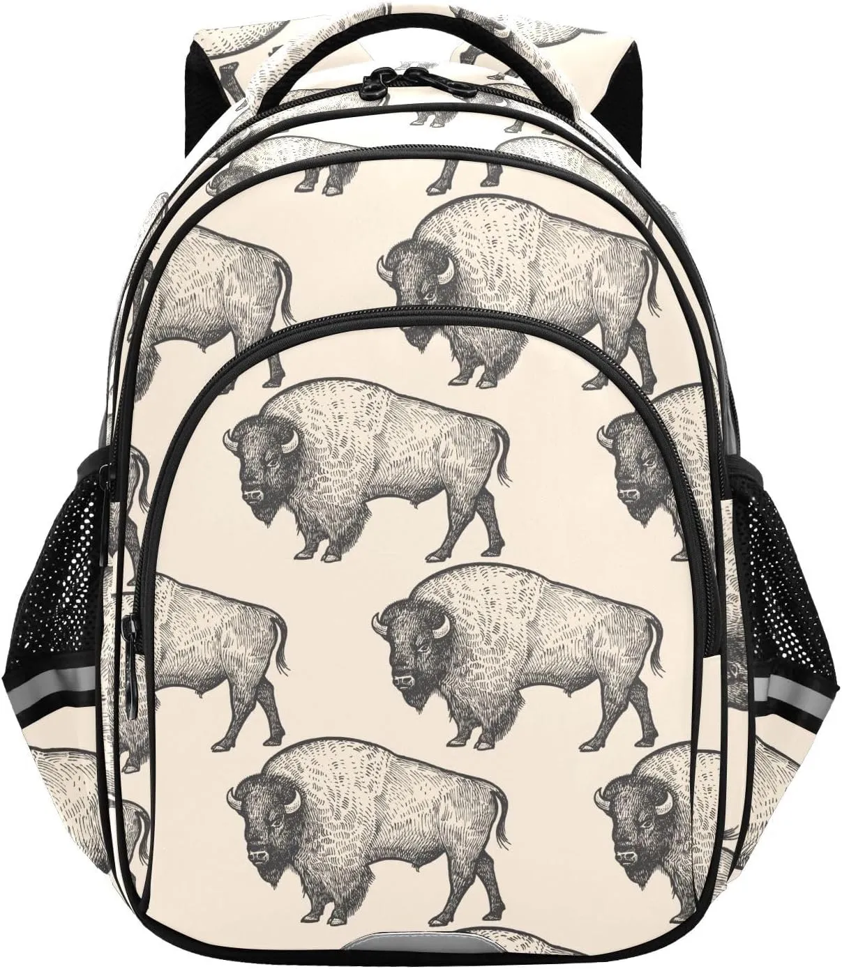 North America Bison Pattern Backpack for Kids Elementary School Bag Boys Girls Bookbag Travel Backpack Daypack