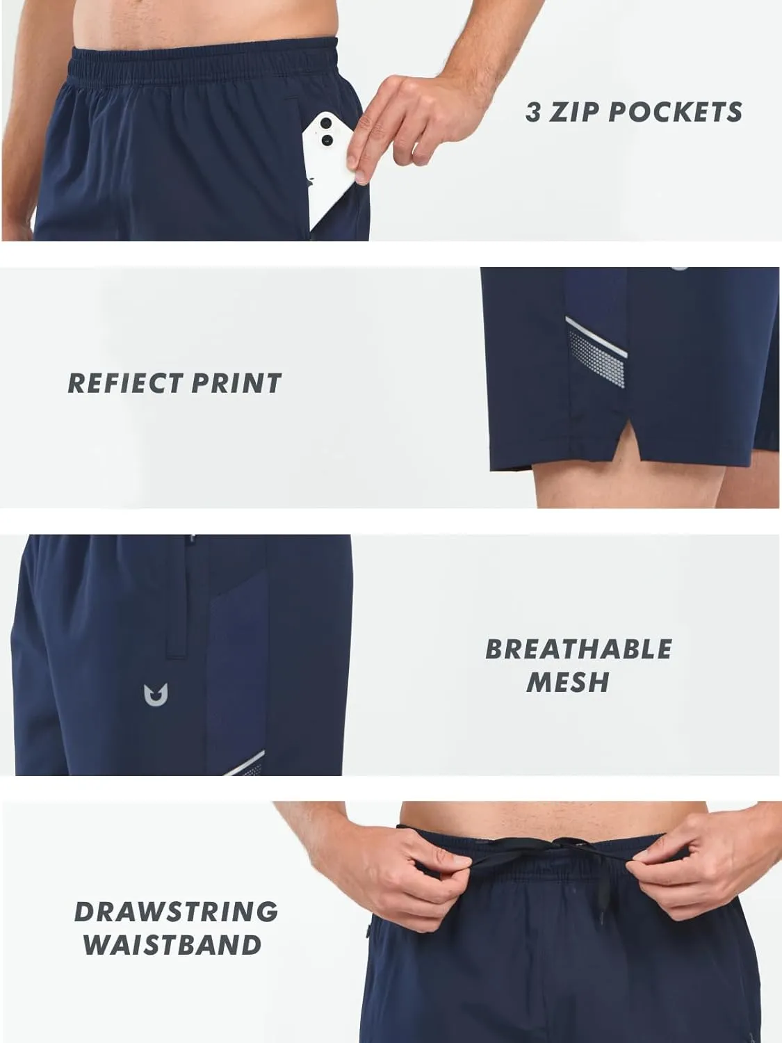 NORTHYARD Men's Athletic Running Shorts 5" Quick Dry Lightweight with Zip Pockets Gym Workout Active