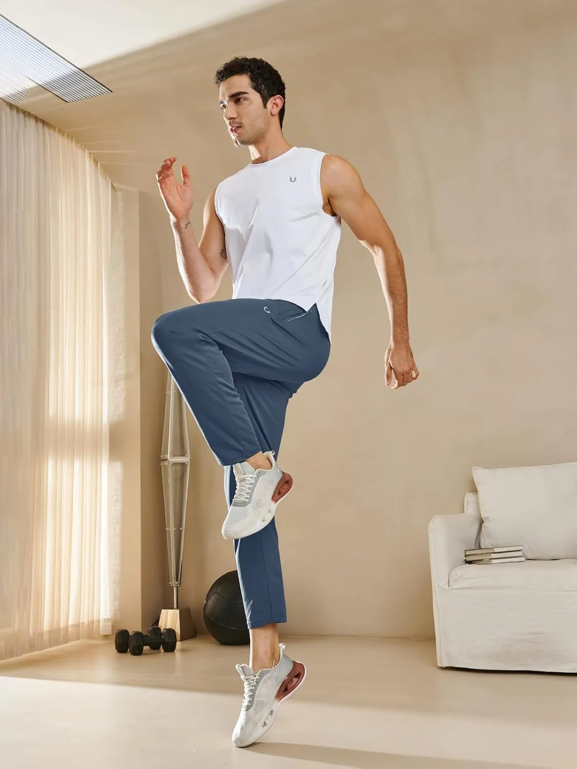 NORTHYARD Men’s Athletic Track Pants Sweatpants with Zipper Pockets Workout Gym Jogger Pants Open Bottom