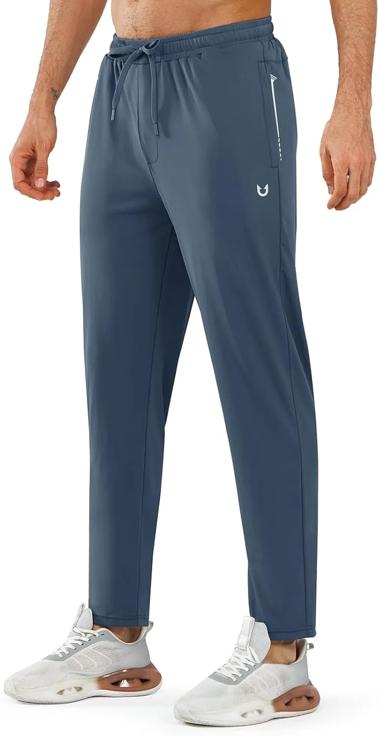 NORTHYARD Men’s Athletic Track Pants Sweatpants with Zipper Pockets Workout Gym Jogger Pants Open Bottom