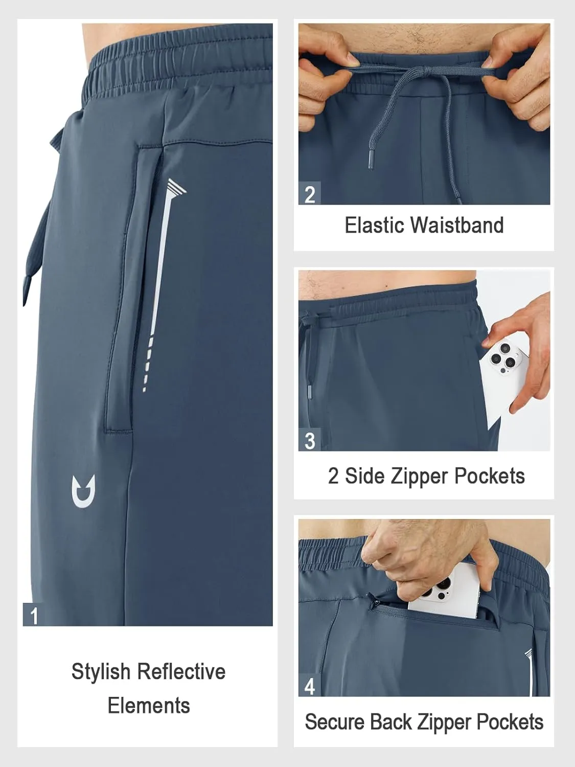 NORTHYARD Men’s Athletic Track Pants Sweatpants with Zipper Pockets Workout Gym Jogger Pants Open Bottom