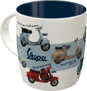 Nostalgic-Art Retro coffee mug, 11.2 oz, Vespa – Model Chart – Gift idea for scooter fans, Official License Product (OLP), ceramic cup, vintage design