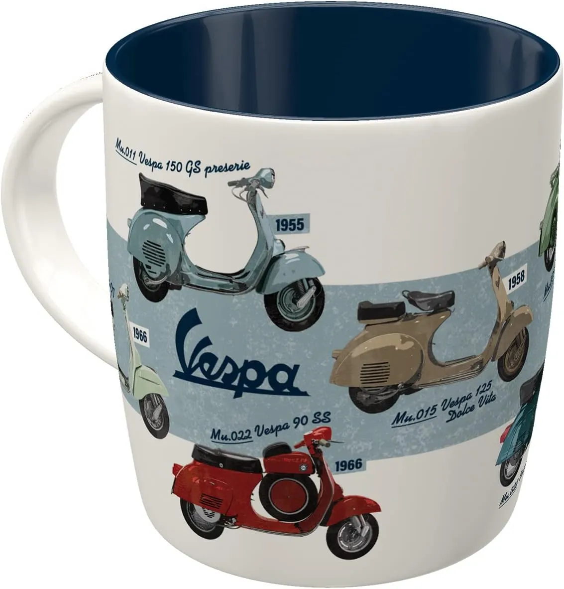 Nostalgic-Art Retro coffee mug, 11.2 oz, Vespa – Model Chart – Gift idea for scooter fans, Official License Product (OLP), ceramic cup, vintage design
