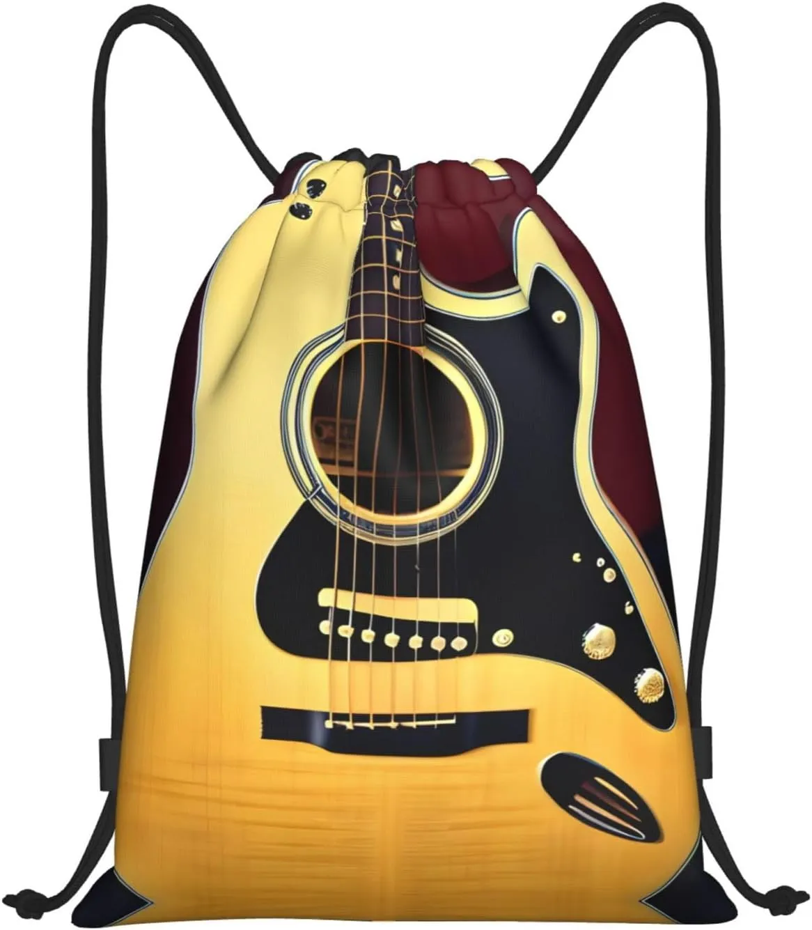 Note Guitar Waterproof Drawstring Gym Backpack Bag For Men&Women,Sport Gym Sack Travel Daypack,Personalized