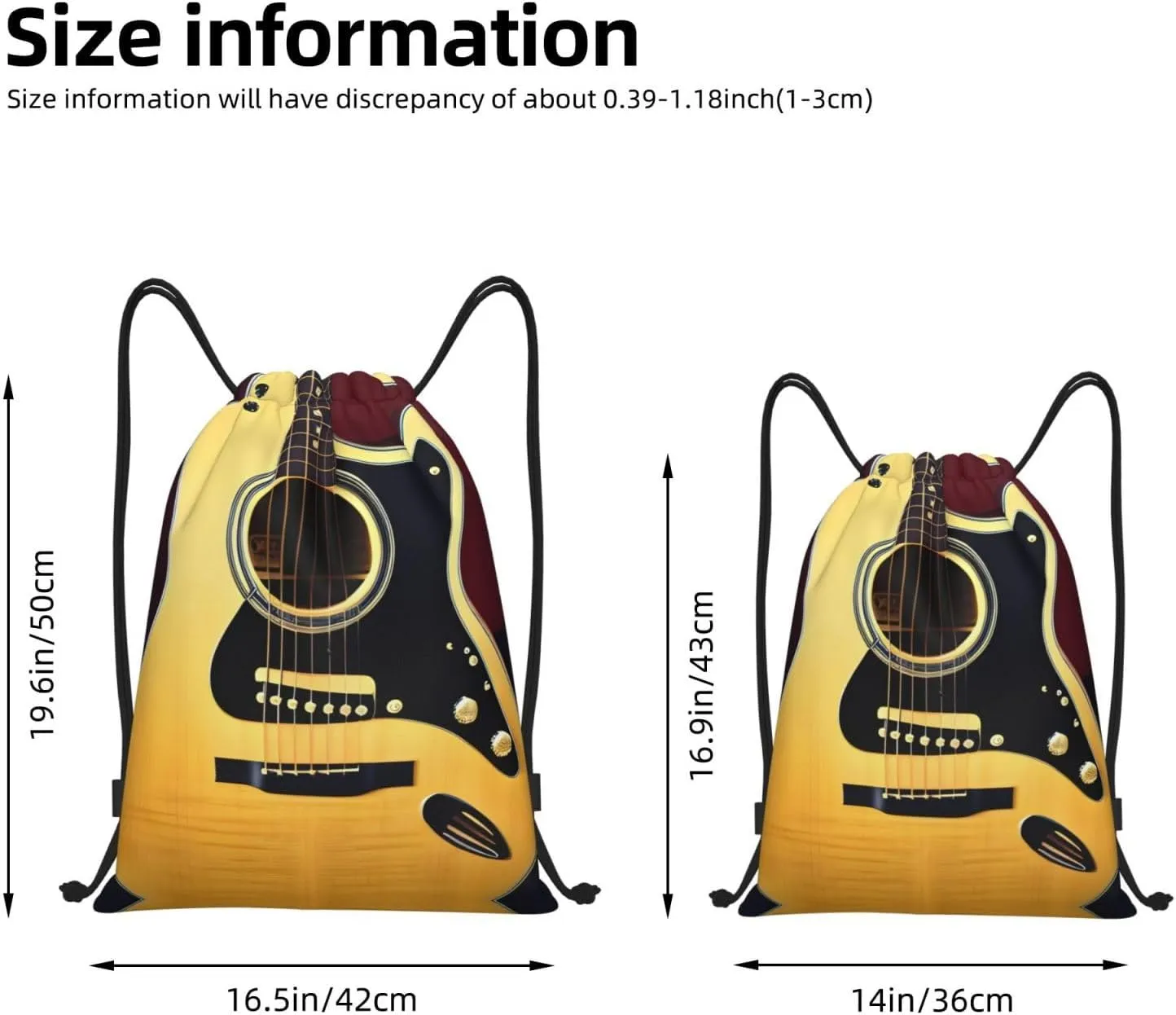 Note Guitar Waterproof Drawstring Gym Backpack Bag For Men&Women,Sport Gym Sack Travel Daypack,Personalized