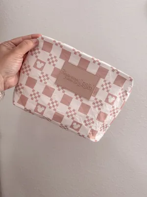 NUDE CHECKERED ZIPPER POUCH