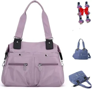 Nylon Waterproof Tote Bag,Womens Tote Handbags,Large Capacity Waterproof Multi Pocket Shoulder Bag with Zipper