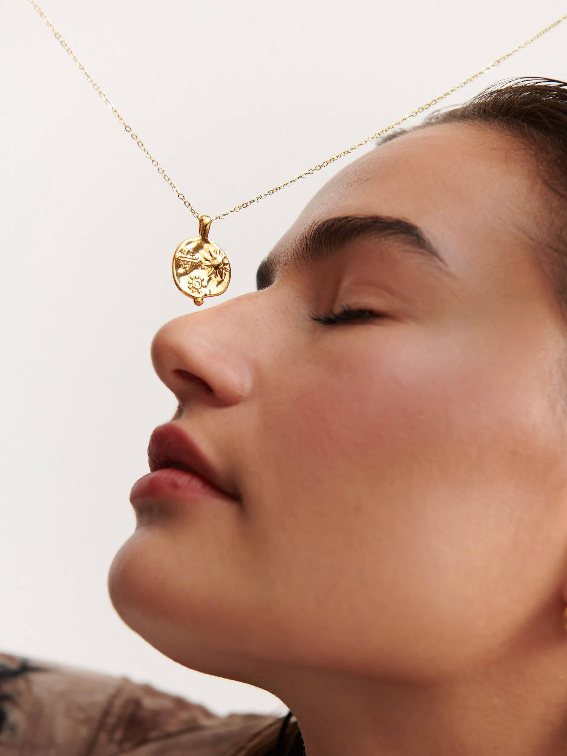 Ocean Coin Charm 18K Gold Plated Necklace